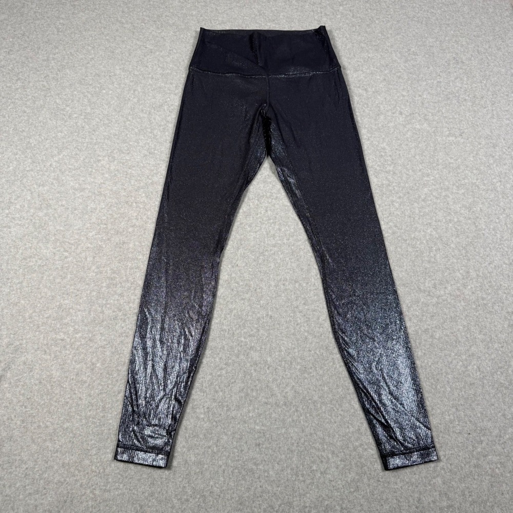Lululemon Wunder Under High-Rise Tight 28 Foil Shine Black Silver Leggings 6